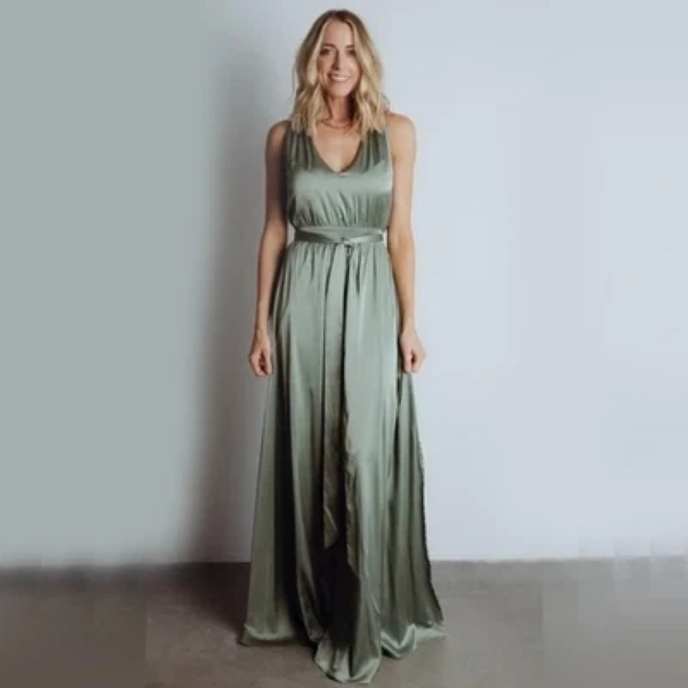 NWT, Baltic Born Roma Eucalyptus Satin Dress, Sz Medium